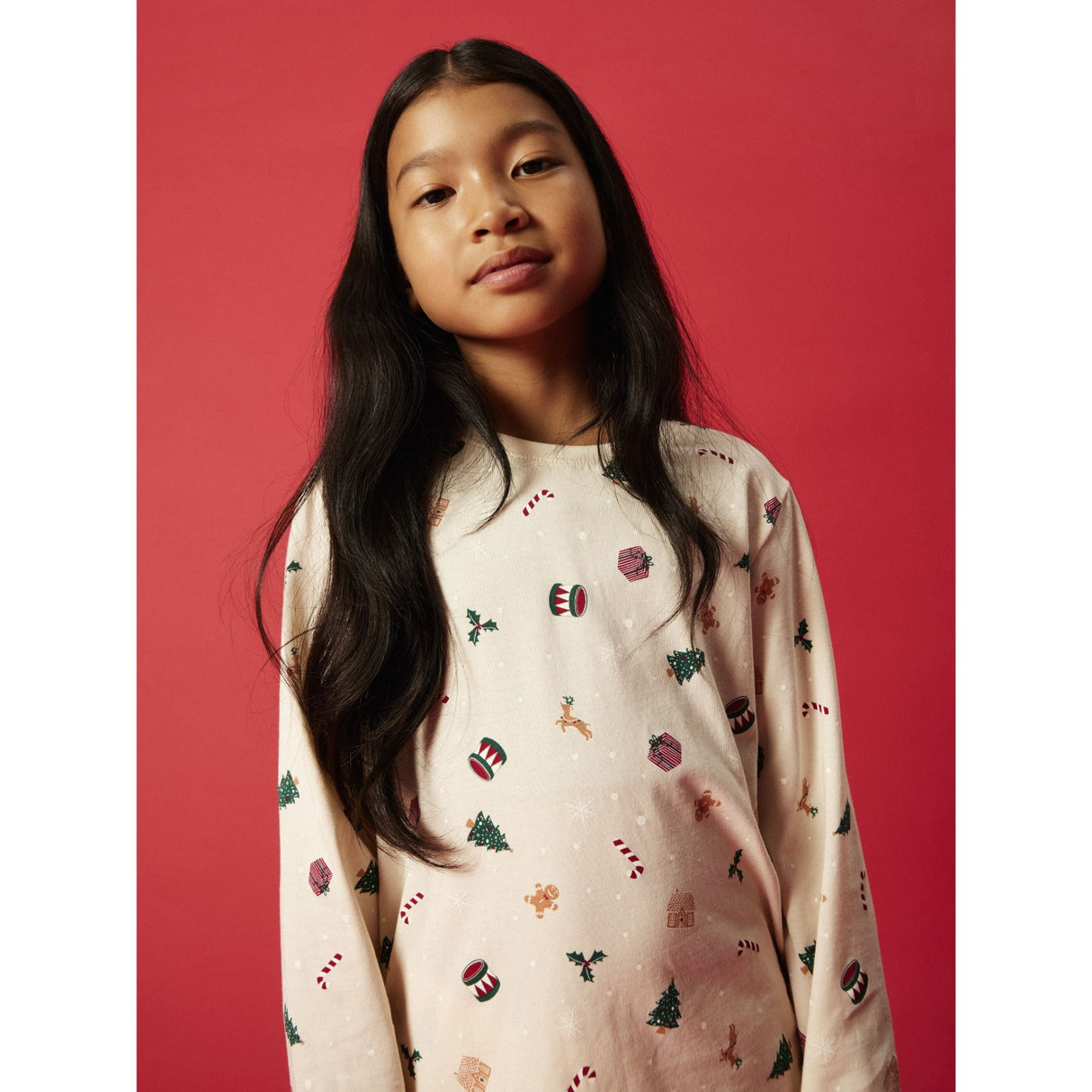 Name It Whitecap Gray Xmas AOP Nknvismas Ls Nightset