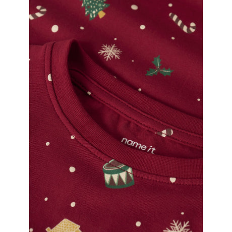 Name It Jester Red Xmas AOP Red Nknvismas Ls Nightset