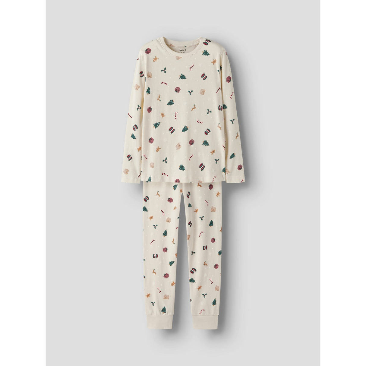 Name It Whitecap Gray Xmas AOP Nknvismas Ls Nightset