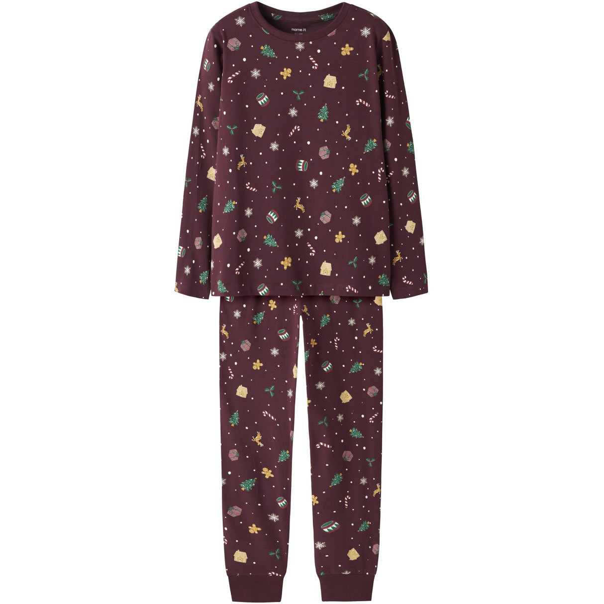 Name It Burgundy Xmas AOP Nknvismas Ls Nightset