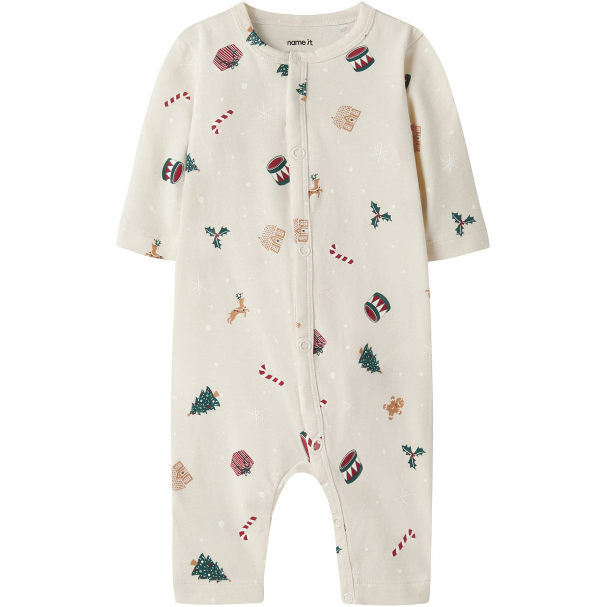 Name It Whitecap Gray Xmas AOP Nbnvismas Ls Nightsuit