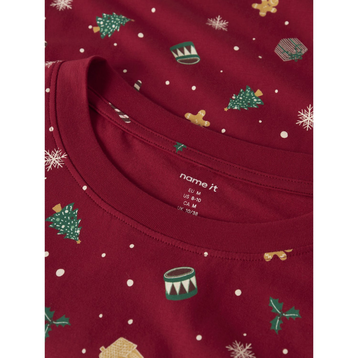 Name It Jester Red Xmas AOP Red Nanvismas Ls Nightset Voksen