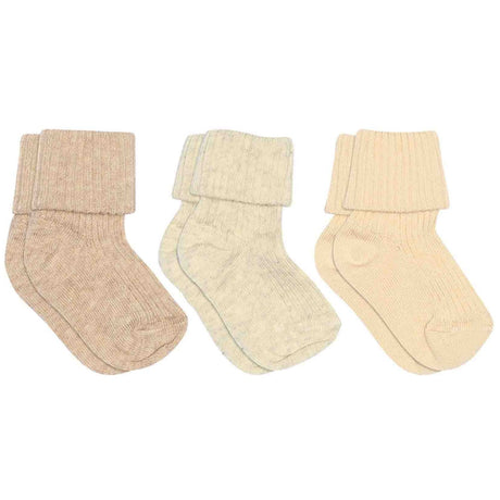Mp Danmark Creme Melange Bomull Rib Baby Strømper - 3-pack