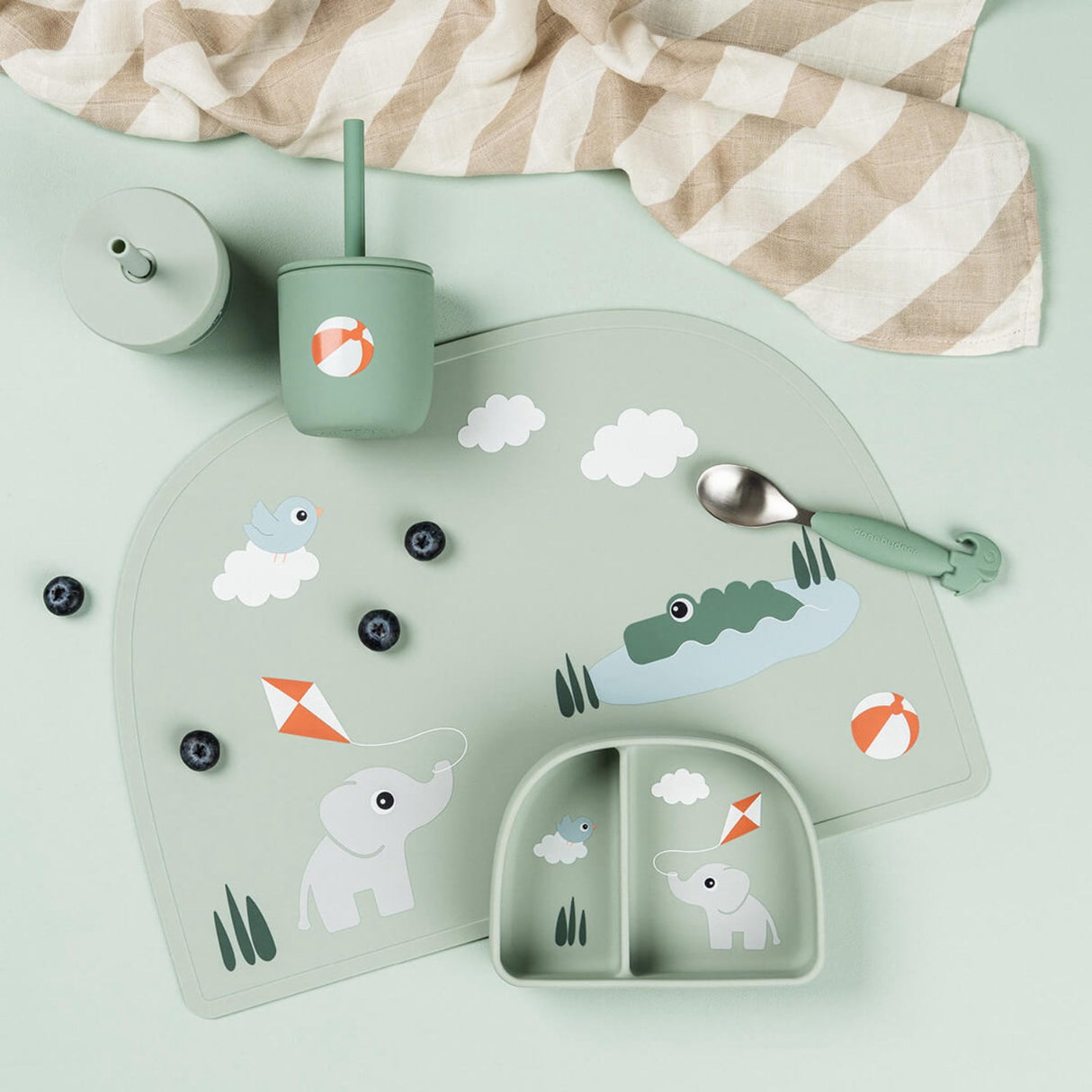 DonebyDeer Playground Green Silikon Sugerørskop 2-Pakning