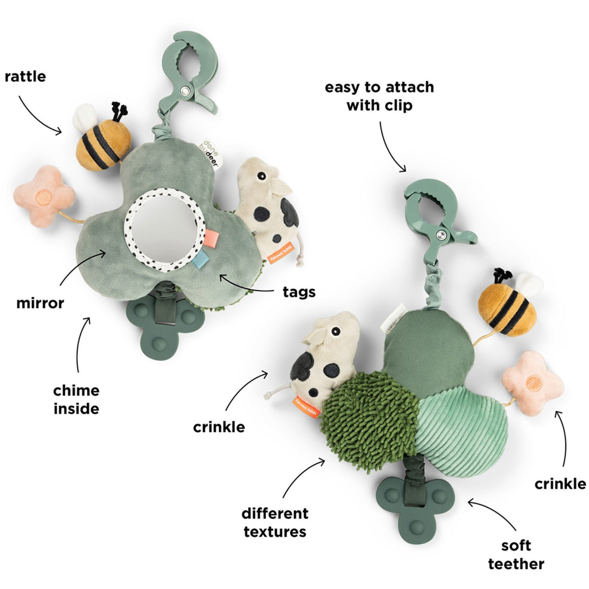 DonebyDeer Tiny Farm Green Aktivitetsspejl Med Clip