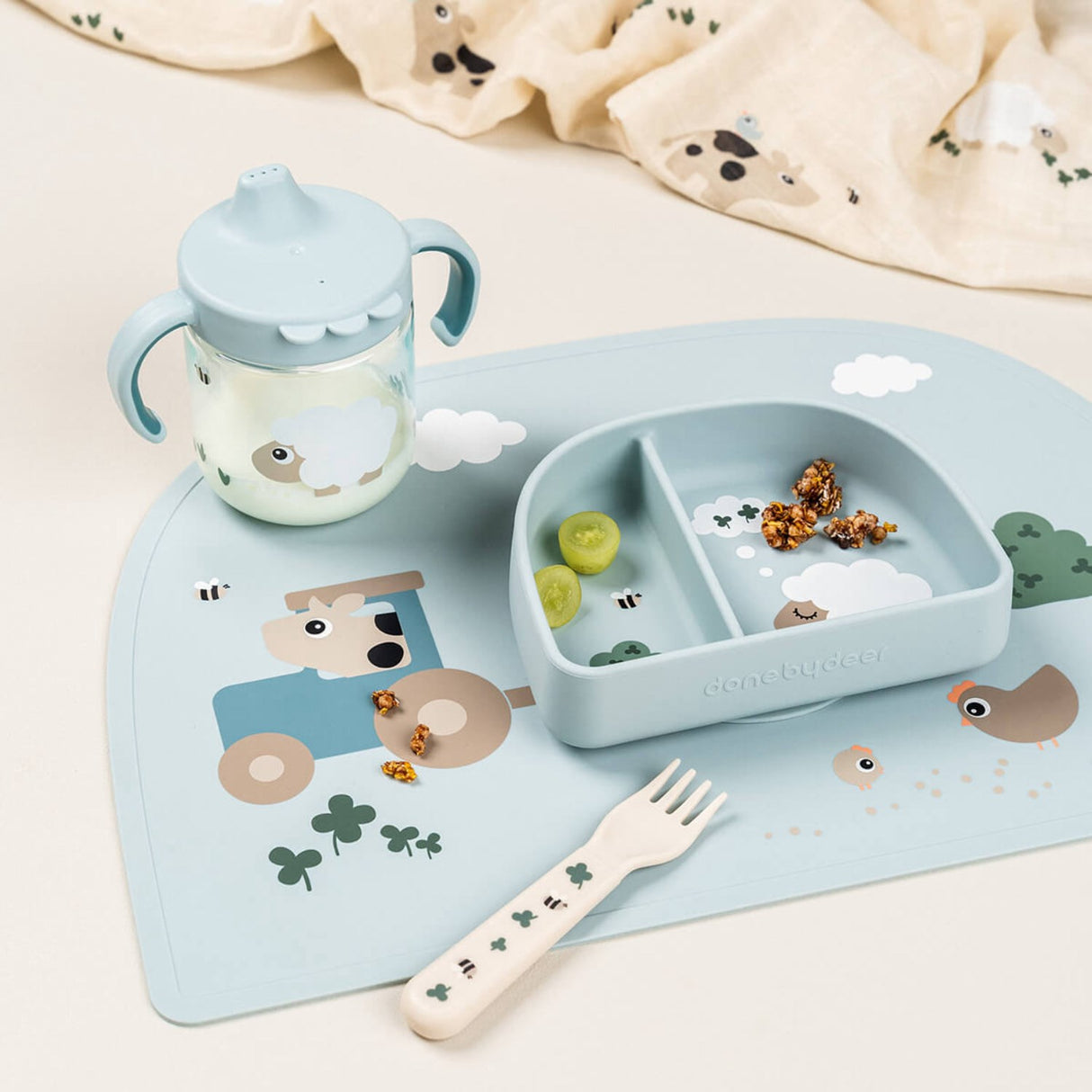 DonebyDeer Tiny Farm Blue Stick&Stay Inddelt Skål