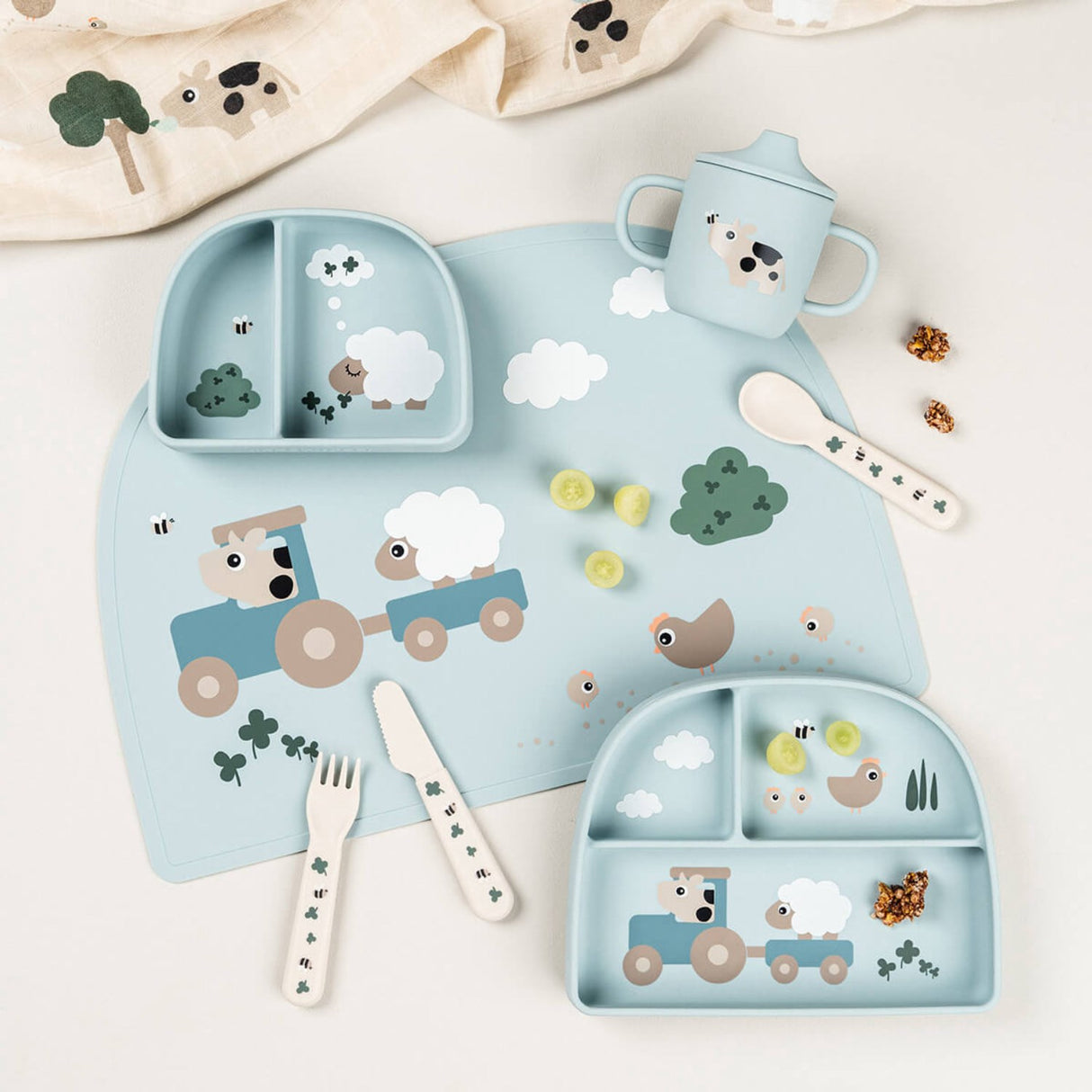 DonebyDeer Tiny Farm Blue Stick&Stay Inddelt Skål