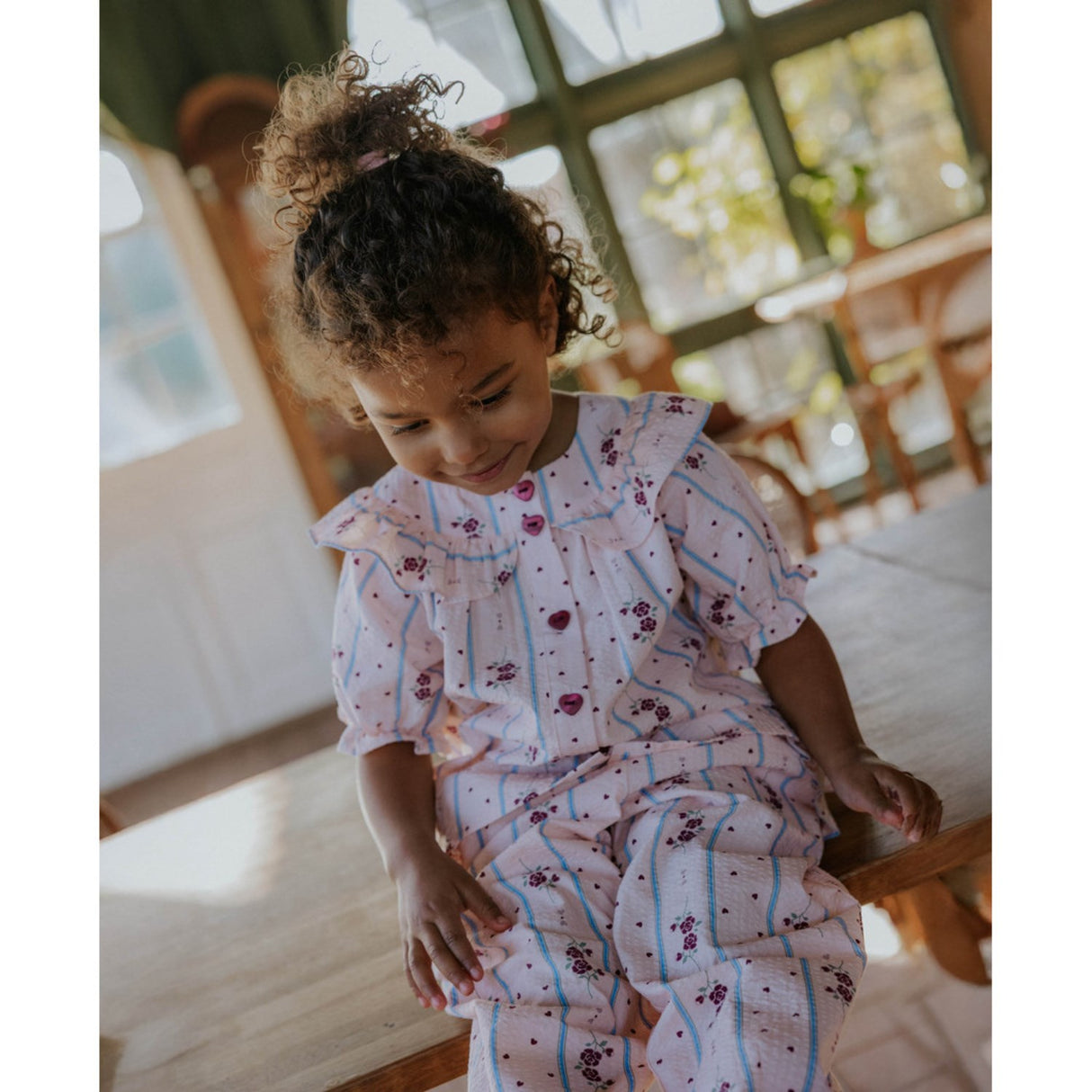 Fliink Chalk Pink Aop Colombe Ss Bluse