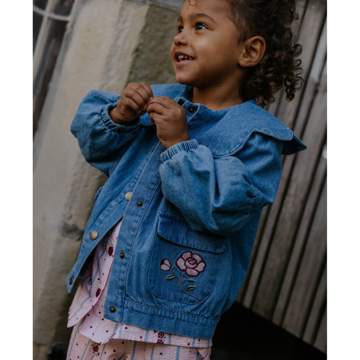 Fliink Medium Denim Blue Don Rose Bomberjacket