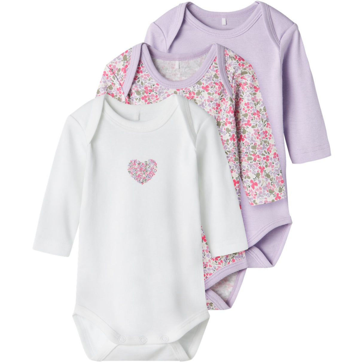 Name It Pastel Lilac Nbfbody 3P Ls Lilac Petit Flower Noos