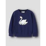 Name It Beacon Blue Princess Swan Nmfvenus Ls Nreg Sweat Bru