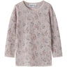 Name It Violet Ice Flowers + Leafs Nmfwang Ull Needle Ls Topp Noos