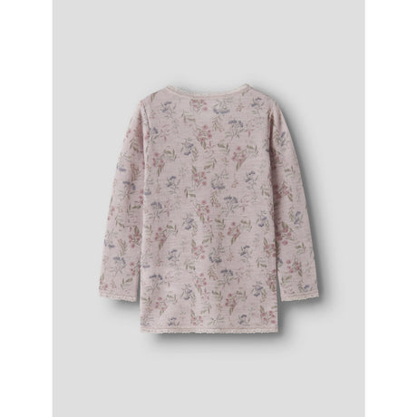 Name It Violet Ice Flowers + Leafs Nmfwang Ull Needle Ls Topp Noos