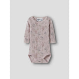 Name It Violet Ice Flowers + Leafs Nbfwang Ull Needle Ls Body Noos