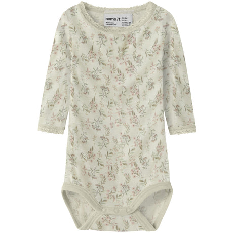 Name It Snow White Flowers + Leafs Nbfwang Ull Needle Ls Body Noos