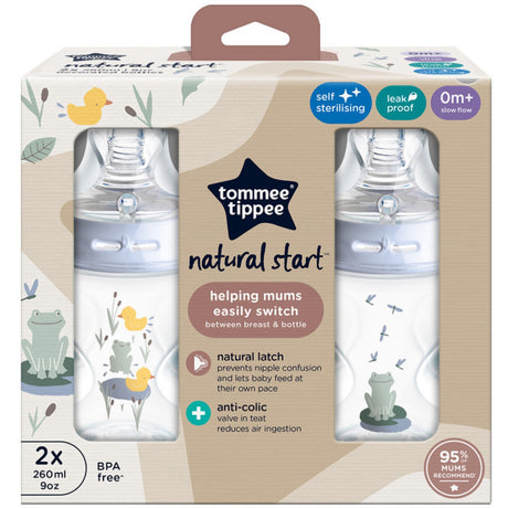Tommee Tippee Natural Start Baby Flaske 2 X 260 Ml - Deco Blue
