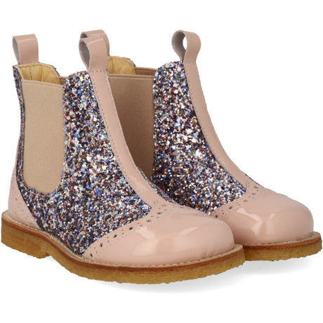 Angulus Chelsea Støvle Med Glitter Og Brogues Detaljer