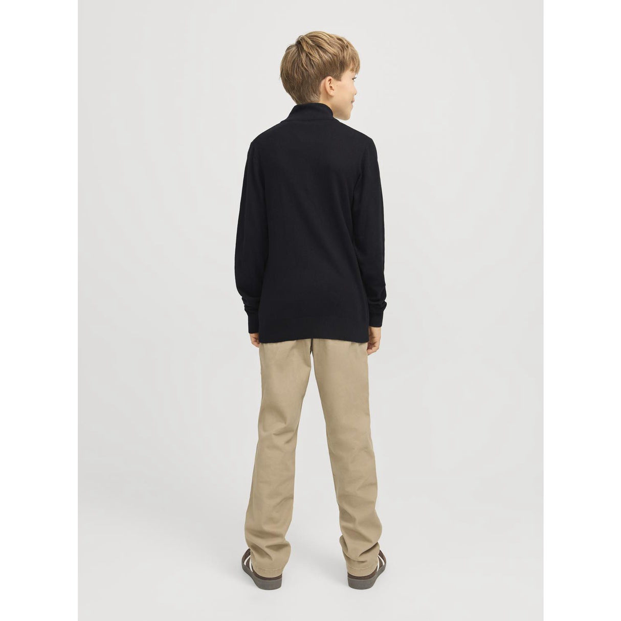 Jack & Jones Junior Black Jjeemil Strikk Half Zip Noos Jnr