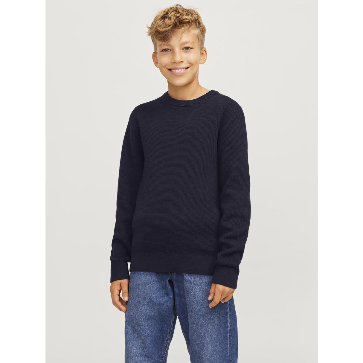 Jack & Jones Junior Night Sky Jprblamilano Stitch Strikk Crew Neck Jnr