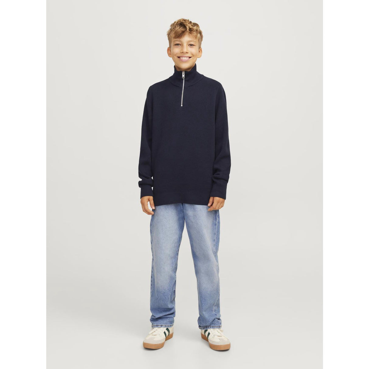 Jack & Jones Junior Night Sky Jprblamilano Stitch Strikk Half Zip Jnr