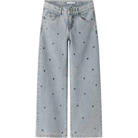 Name It Light Blue Denim Nkfrose Wide Heart Studs Jeans 2021-Za D