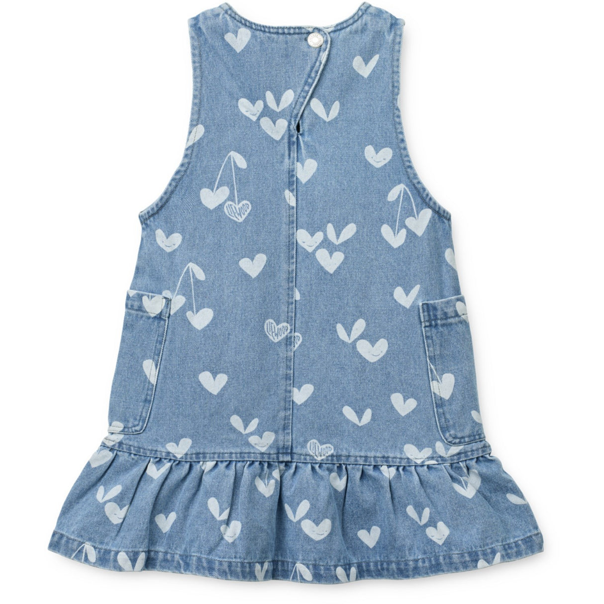 LIEWOOD Sweethearts / Light Blue Denim Angelica Printed Denim Frill Kjole