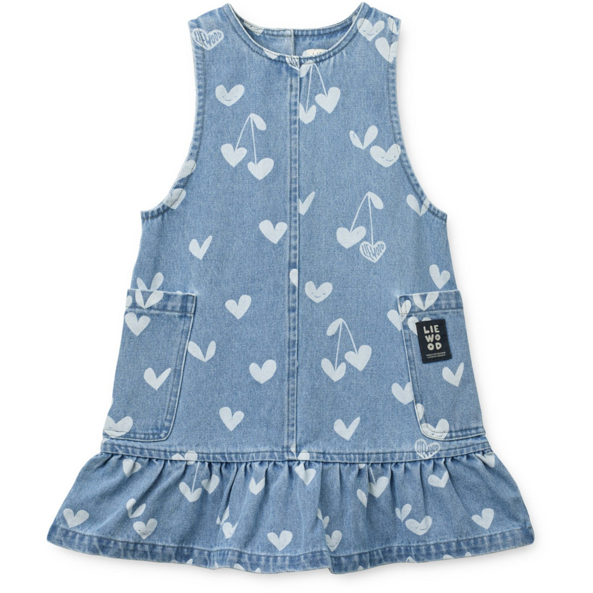 LIEWOOD Sweethearts / Light Blue Denim Angelica Printed Denim Frill Kjole