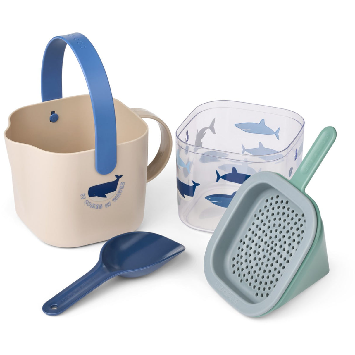 LIEWOOD Shark / Dove Blue Roald Sand Sett