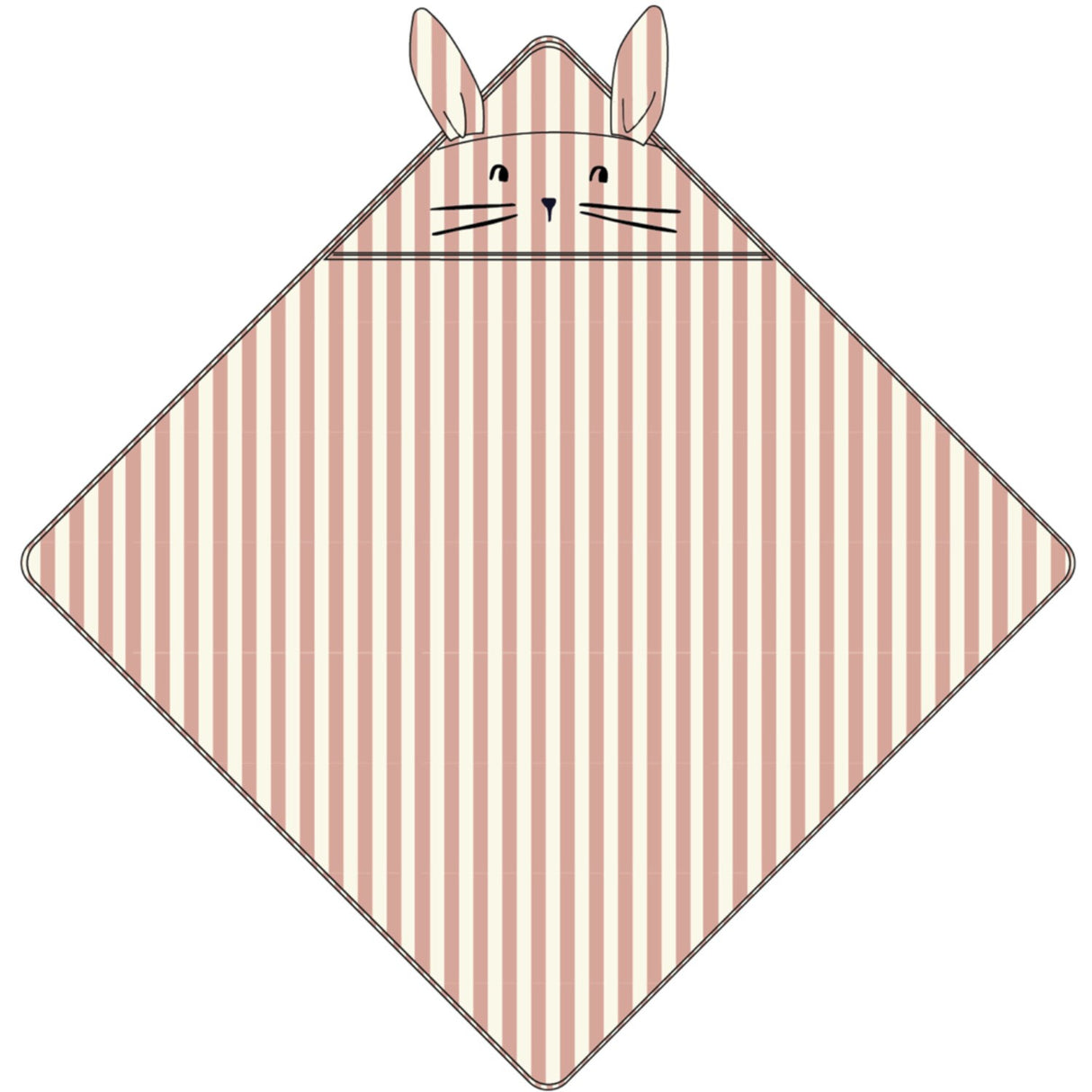 LIEWOOD Coral Blush / Creme De La Creme Stripe Albert Hooded Håndkle
