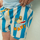That's Mine Block Stripe Blue Lai Swim Shorts