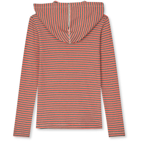 Mads Nørgaard Fiery Red/Vanilla Ice 2X2 Bomull Stripe Tally Hettegenser