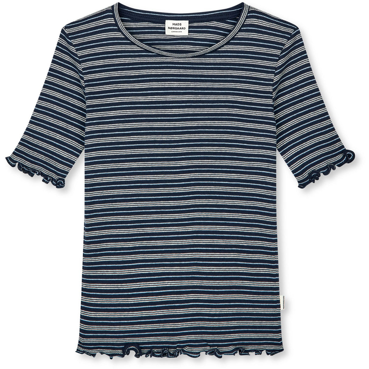Mads Nørgaard Sky Captain/Vanilla Ice/Cashme 2X2 Bomull Stripe Stripe Tuviana Tee