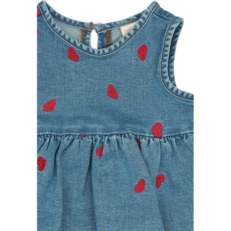 Petit Piao Light Blue Denim EMB PPEva S_L Denim Kjole
