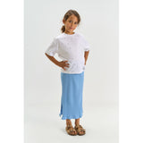 The New Forever Blue Tntove Long Rib Skjørt