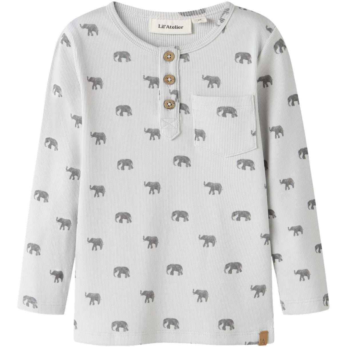 Lil'Atelier Glacier Gray Elephant Nmmlavo Eno Slim Ls Topp Lil