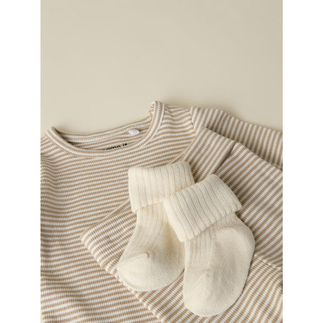 Name It Antique White Sesame Nbnnugat 2P Strømper