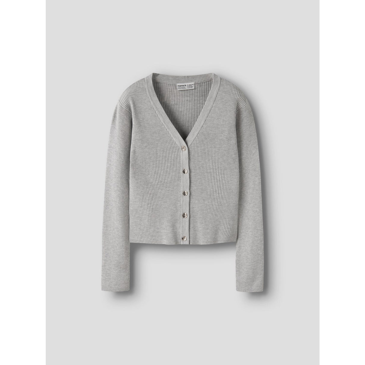 Name It Light Grey Melange Nkflarenlise Xsl Ls Strikk Card