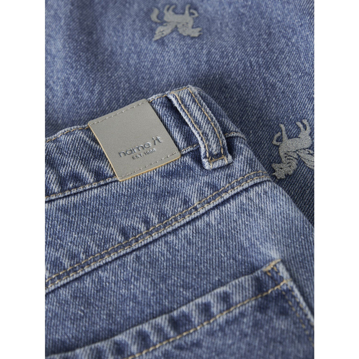 Name It Medium Blue Denim Unicorn Glitter Nmfbella Barrel Glitter Jeans 4577-Im L