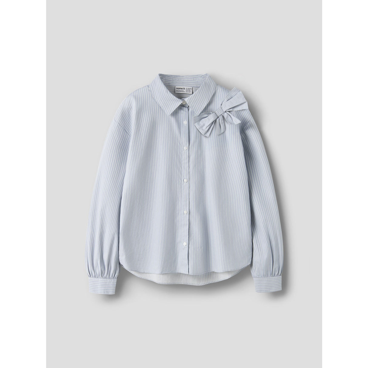 Name It Subdued Blue Antique White Nkfkamesa Ls Rlx Skjorte