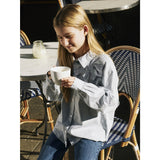 Name It Subdued Blue Antique White Nkfkamesa Ls Rlx Skjorte