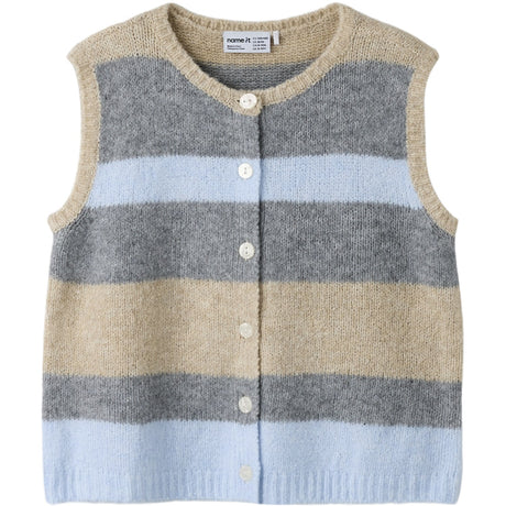 Name It Subdued Blue Nkfluci Loose Strikk Vest