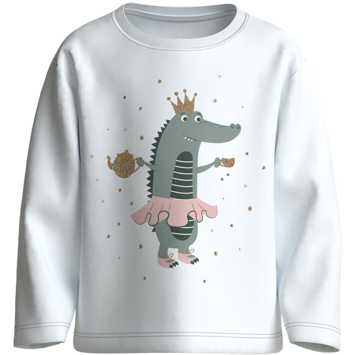 Name It Bright White Dino Princess Nmfveen Ls Nreg Topp