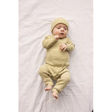 MarMar Newborn Modal Fine Rib Olive Stripe Rikke Heldrakt