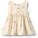 Wheat Ivory Embroidery Flowers Pinafore Wrinkle Sienna Kjole