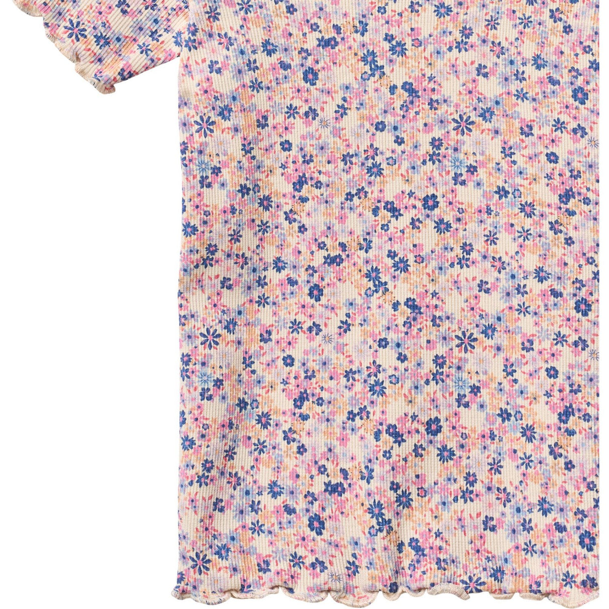 Wheat Pink Blue Flowers Rib T-shirt S/S Alicia