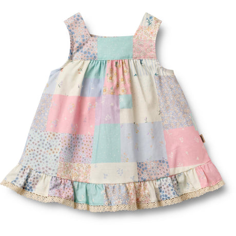 Wheat Patchwork Flowers Kjole Ruffle Ayla