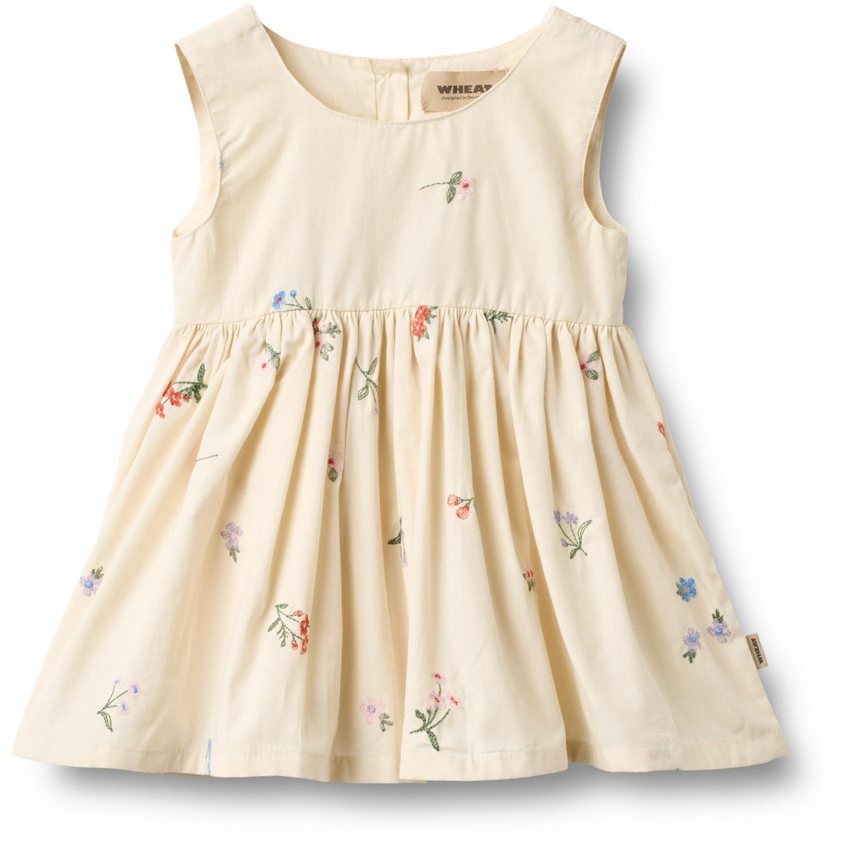 Wheat Ivory Embroidery Flowers Pinafore Wrinkle Sienna Kjole