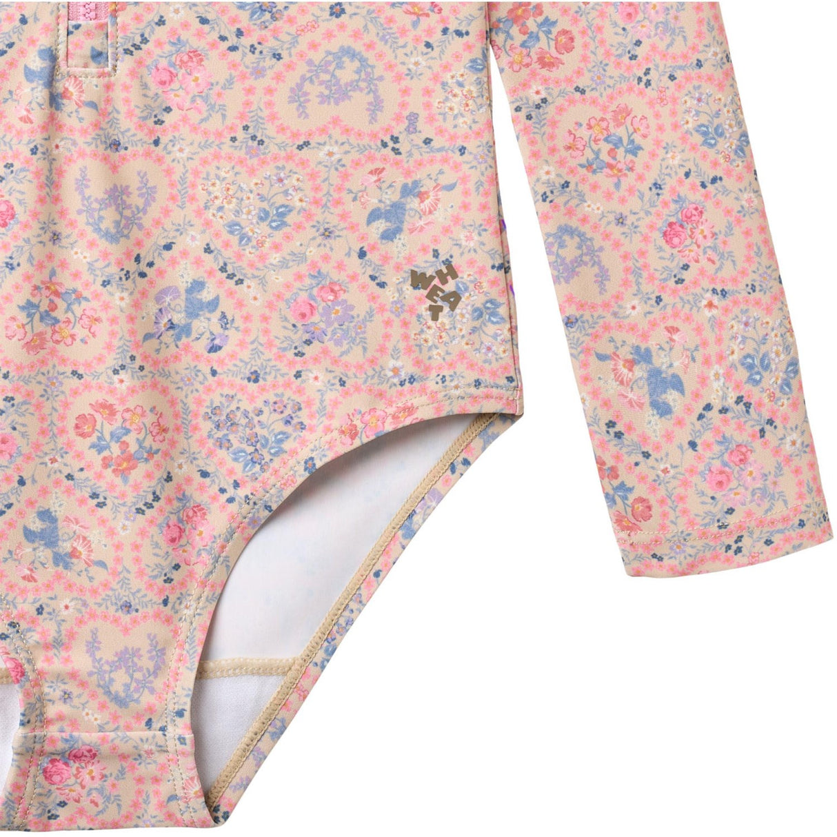Wheat Pink Heart Flowers Badedrakt L/S Margot