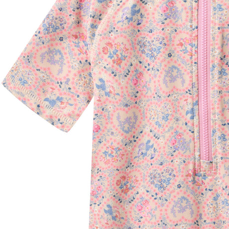 Wheat Pink Heart Flowers Badedrakt S/S Cas