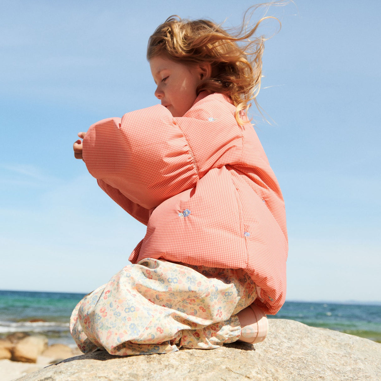 Wheat Red Check Lightweight Puffer Jakke Sola